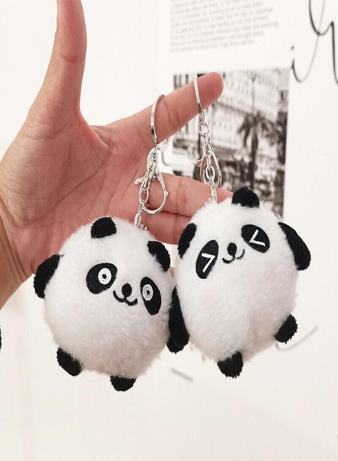 Lezoir Small Cute Toy Charm Keyring Panda | Plush Toy Plush Keychain For Bags, Black 8Cm - Image 5